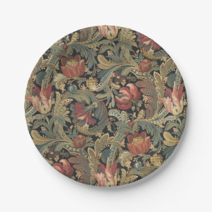 Rich Floral Tapestry Brocade Damask Paper Plate