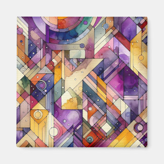 Rich Geometric Mosaic Stained Glass Watercolor Magnet