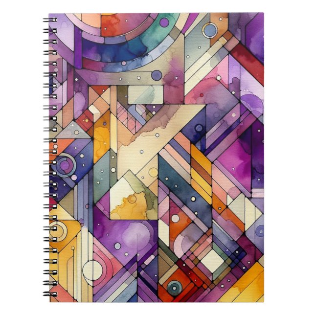 Rich Geometric Mosaic Stained Glass Watercolor Notebook (Front)