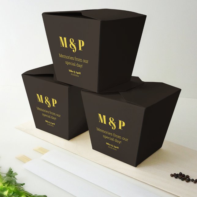 Rich Golden in Black Wedding Theme Favor Box (Customize your wedding return gifts in such a way that matches your theme.)