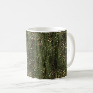 Rich Green and Gold Abstract Sparkle Pattern Coffee Mug