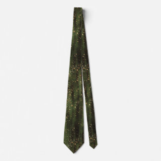 Rich Green and Gold Abstract Sparkle Pattern Tie