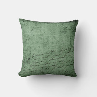 Rich Green Background Antique Style Script Throw Pillow