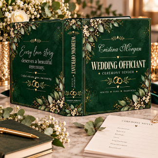 Rich Green  Botanical Wedding Officiant Ceremony Binder