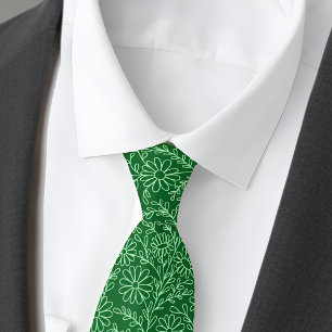 Rich Green Floral Pattern Tie