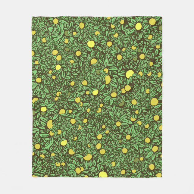 Rich Green Fruit Garden Trees Fleece Blanket (Front)