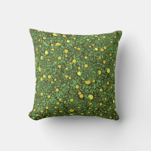 Rich Green Fruit Garden Trees Throw Pillow
