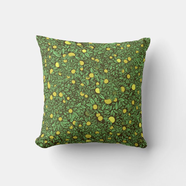 Rich Green Fruit Garden Trees Throw Pillow (Front)