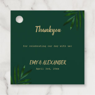 Rich Green Golden Theme Favour Tags