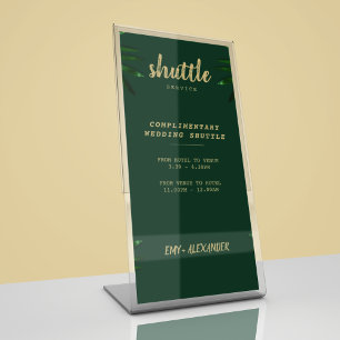 Rich Green Golden Theme Save The Date Pedestal Sign