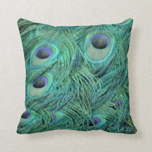Rich Green Peacock Throw Pillow