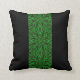 Rich Green Satin Fractal Stripe Throw Pillow