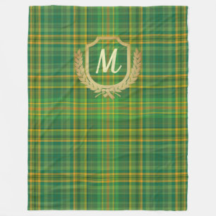 Rich Green Tartan (Plaid) Custom Fleece Blanket