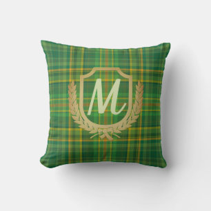 Rich Green Tartan (Plaid) Custom Throw Pillow