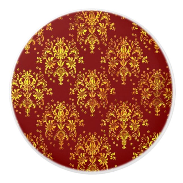 Rich Holiday Damask Ceramic Knob (Front)
