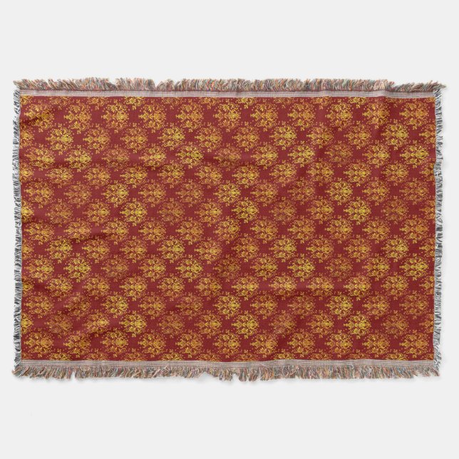 Rich Holiday Damask Throw Blanket (Front)