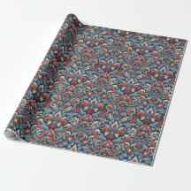 Rich hues of red and blue damask pattern 