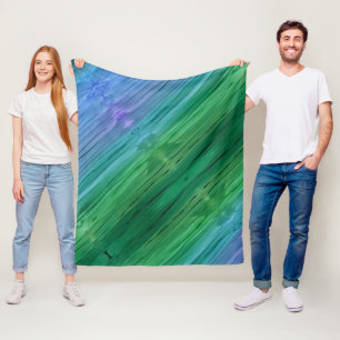 Rich indigo, deep green, and amethyst fleece blanket