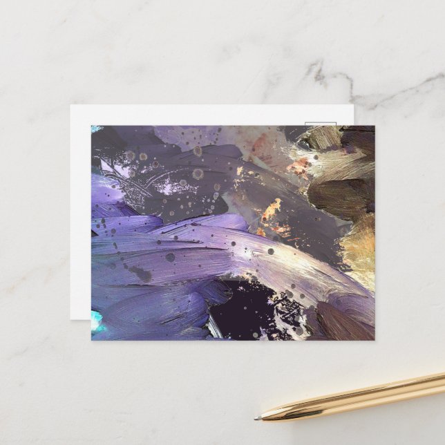 Rich Lavendar Abstract Art Customizable Postcard (Front/Back In Situ)