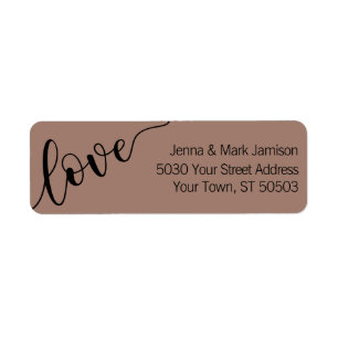 Rich Mocha Black Love Script Return Address