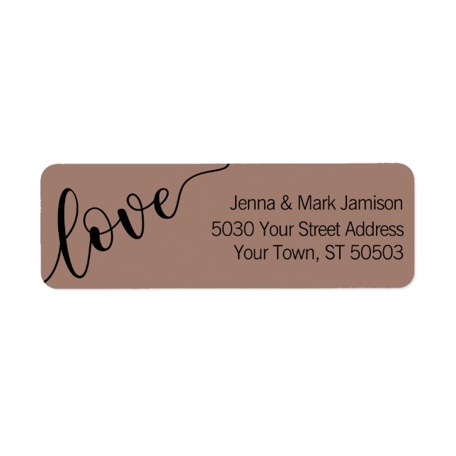Rich Mocha Black Love Script Return Address (Front)