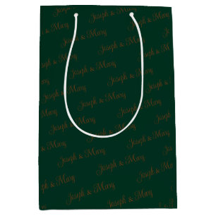 Rich Nature Inspired Pine Green & Walnut Wedding  Medium Gift Bag
