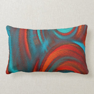 Rich Orange Teal Mix Abstract Modern Lumbar Pillow