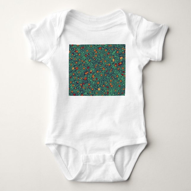 Rich Orchard: Vintage Tree Pattern. Baby Bodysuit (Front)