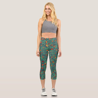 Rich Orchard: Vintage Tree Pattern. Capri Leggings
