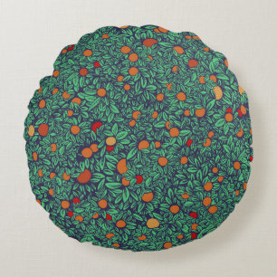 Rich Orchard: Vintage Tree Pattern. Round Pillow