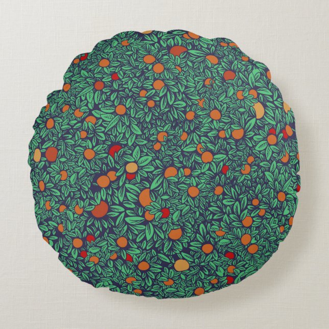 Rich Orchard: Vintage Tree Pattern. Round Pillow (Front)