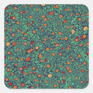 Rich Orchard: Vintage Tree Pattern. Square Sticker
