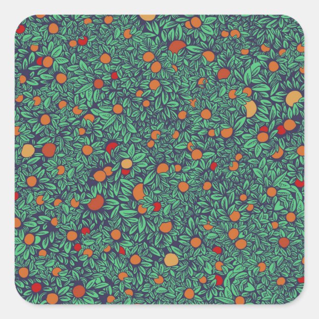 Rich Orchard: Vintage Tree Pattern. Square Sticker (Front)