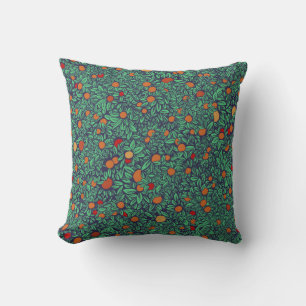 Rich Orchard: Vintage Tree Pattern. Throw Pillow