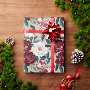 Rich Peonies & Leaves in Contemporary Color Harmon Wrapping Paper