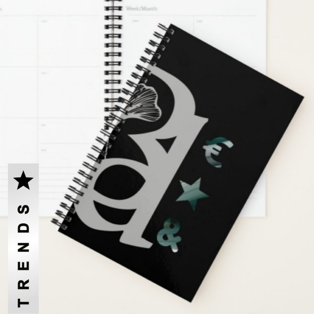 RICH Planner Trend Abstrait Art noir blanc vert (Créateur téléchargé)