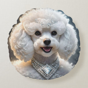 Rich Poodles Wear Diamonds, Round Pillow