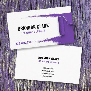 Rich Purple Roller Sweeping Brush Trail Painting Business Card