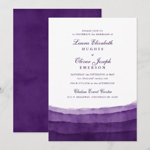 Rich Purple Watercolor Wedding Invitations