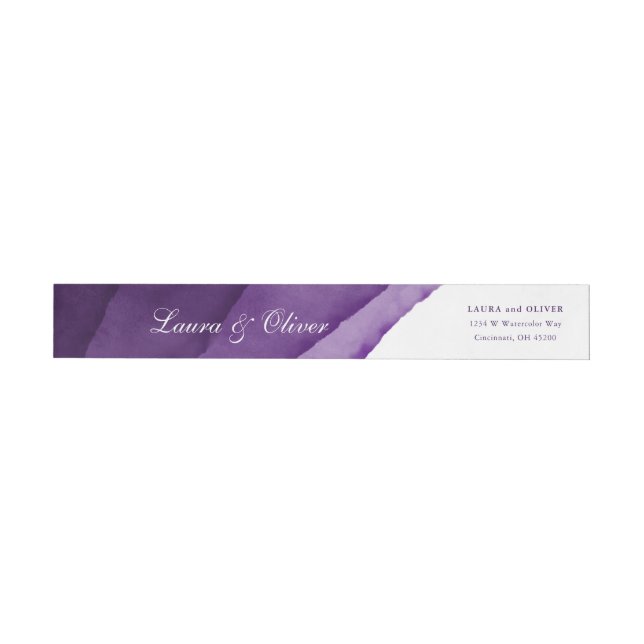 Rich Purple Watercolor Wedding Wrap Around Label (Individual)