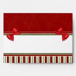 Rich Red Candy Stripes and Bows Envelopes
