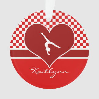 Rich Red Chequered Gymnastics with Monogram Ornament
