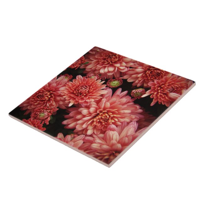 Rich Red Chrysanthemums Tile (Side)