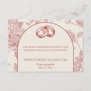 Rich Red French Floral Toile Floral Enclosure Card