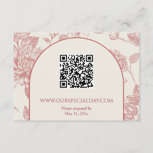 Rich Red French Floral Toile Floral Enclosure Card