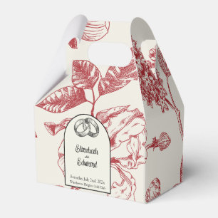 Rich Red French Floral Toile Floral  Favor Box