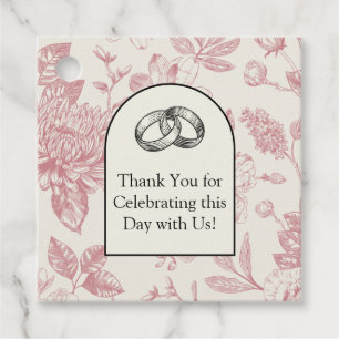 Rich Red French Floral Toile Floral  Favour Tags