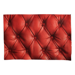 Rich Red Leather: Luxury Textured Detail Pillowcase
