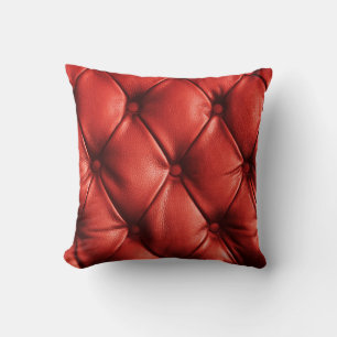 Rich Red Leather: Luxury Textured Detail Throw Pillow