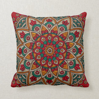 Rich, Red Mandala. Throw Pillow